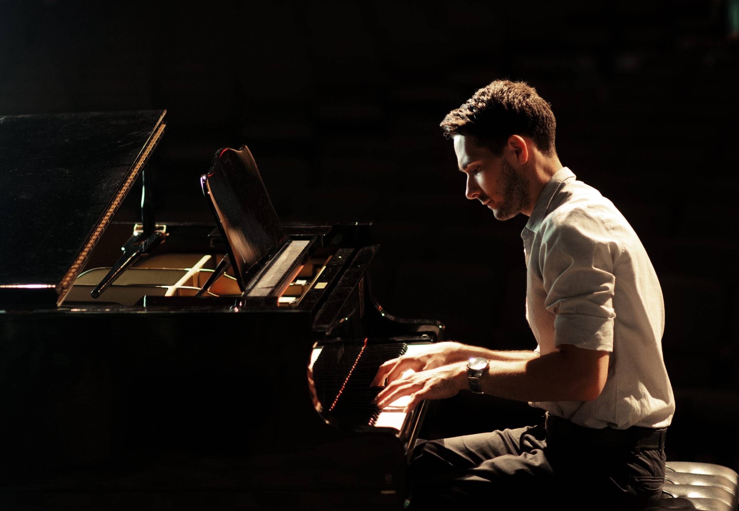 Tyler Jameson playing the piano.